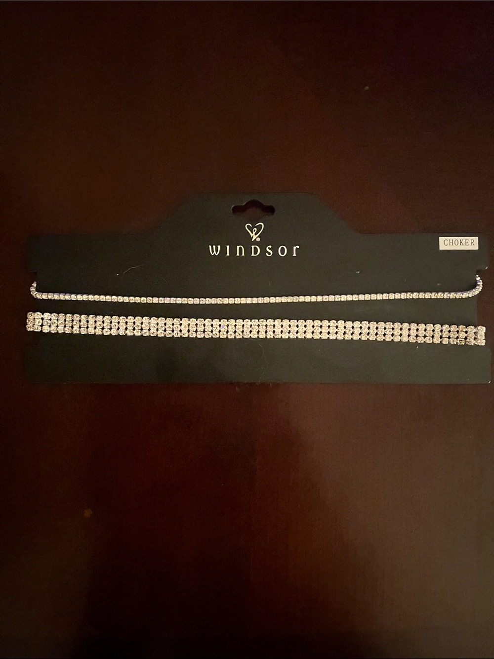 WINDSOR Clear Rhinestone Double Choker Set NWT